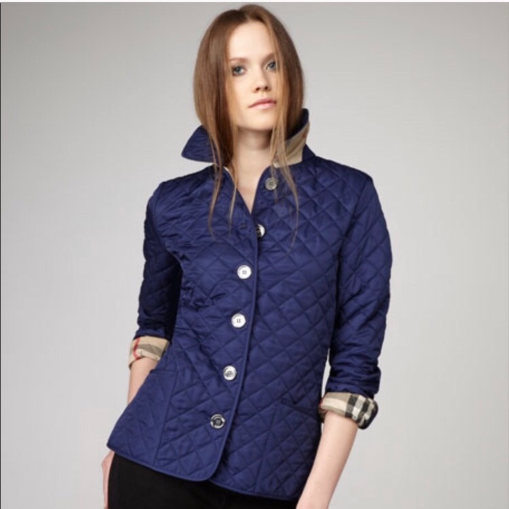 💯 Burberry Brit Quilted Jacket in Sapphire Blue